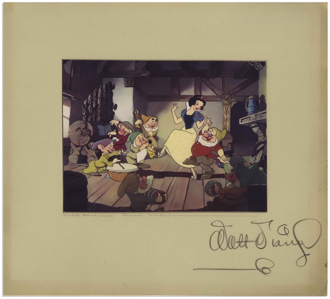 Walt Disney Signed Reproduction Cel of ''Snow White and the Seven Dwarfs'' -- One of the Largest Disney Signatures We've Encountered